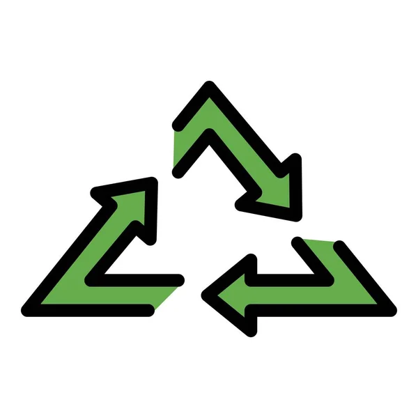 Recykling trójkąta ikona kolor zarys wektor — Wektor stockowy