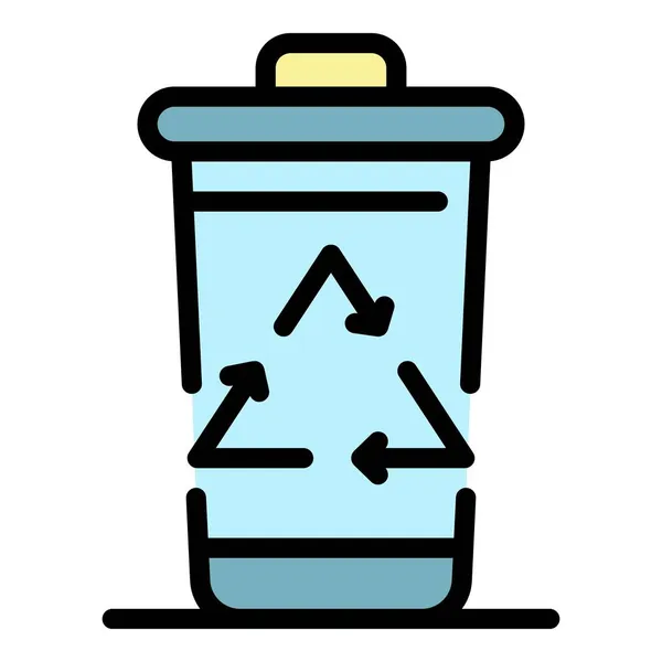 Garbage recycling bin icon color outline vector — Stock Vector