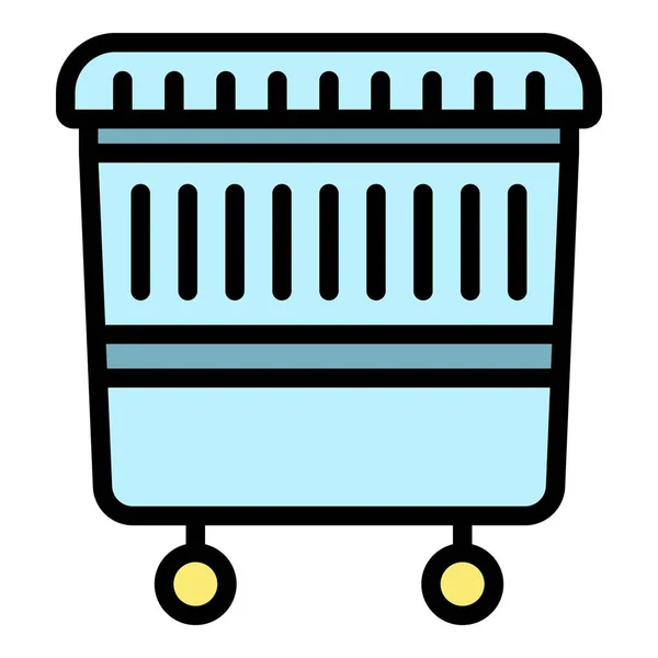 Lixo roda caixa ícone cor contorno vetor —  Vetores de Stock
