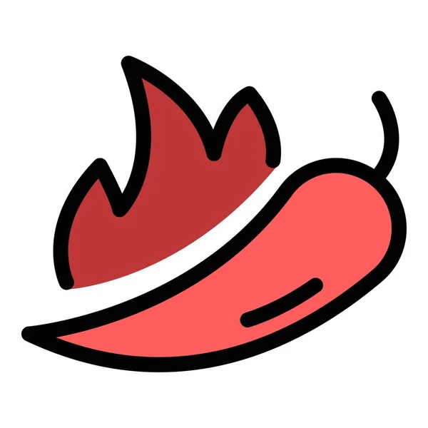 Chili peper pictogram kleur omtrek vector — Stockvector