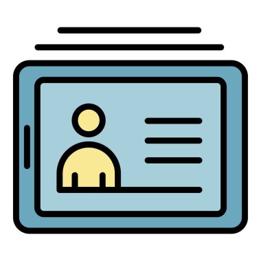 Tablet simgesi renk ana hatları vektörü üzerinde çalışma