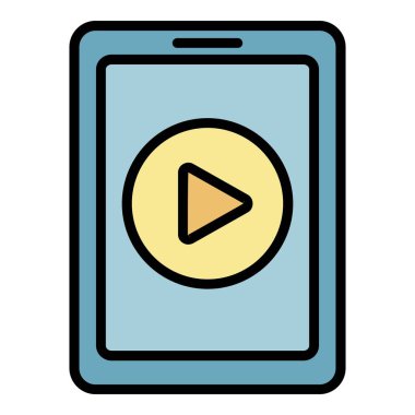 Ortam tableti simgesi renk ana hatları vektörü