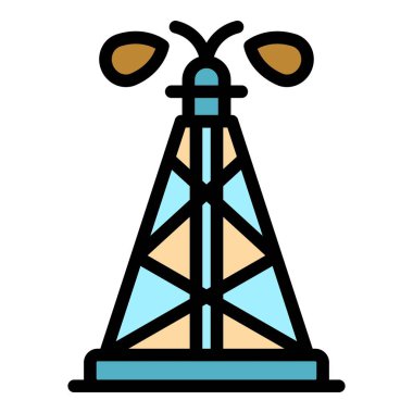 Kule simgesi renk çizgisi vektöründen yağ fışkırıyor