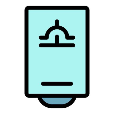 Ev gazı su ısıtıcısı simgesi renk ana hatları vektörü