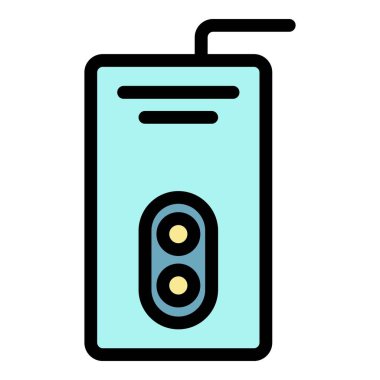 Çift devre kazan devresi kazan simgesi renk çizgisi vektörü