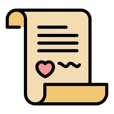 Kalp simgesi renk ana hatlı harf vektörü