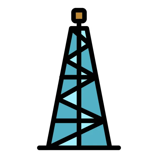 Διάνυσμα περιγράμματος χρώματος εικονιδίου πύργου πετρελαίου — Διανυσματικό Αρχείο