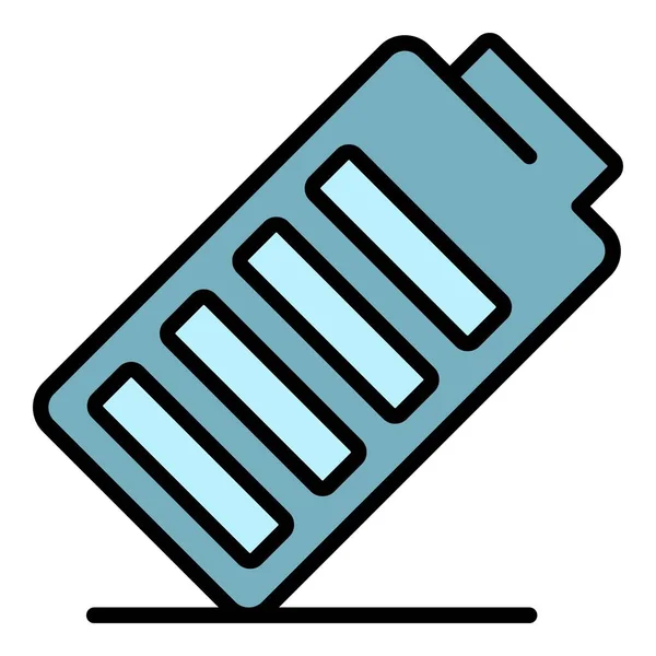 Batterie icône inclinée couleur contour vecteur — Image vectorielle