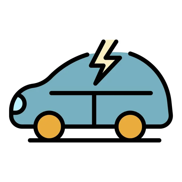 Elektrisk bil ikon färg kontur vektor — Stock vektor