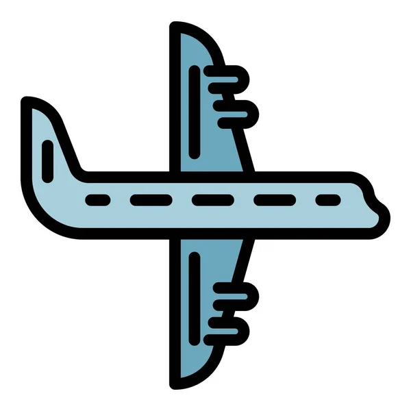 Flugzeug-Symbol Farbe Umrissvektor — Stockvektor