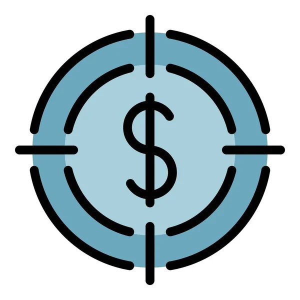 Dollar in het doel pictogram kleur omtrek vector — Stockvector