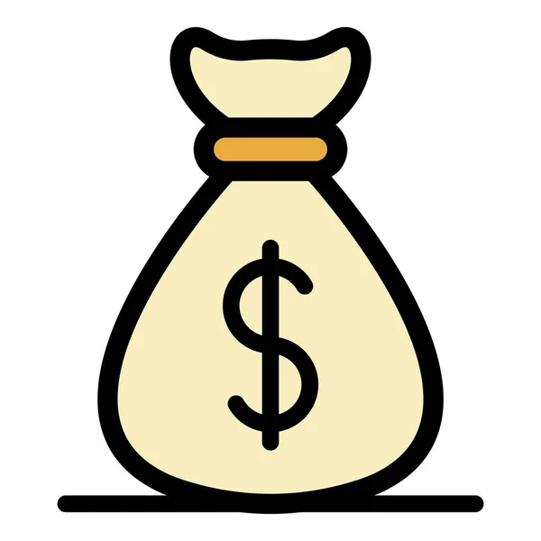 Torba pieniędzy ikona kolor zarys wektor — Wektor stockowy