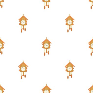 Klasik ahşap guguklu saat desenli dikişsiz vektör