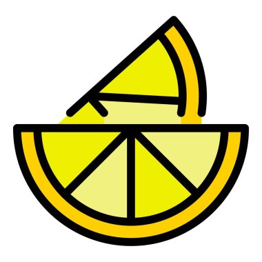 İki dilim limon simgesi renk ana hatları vektörü
