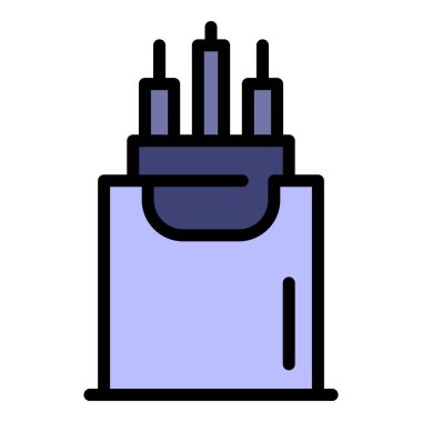 İnternet kablo simgesi renk ana hatları vektörü