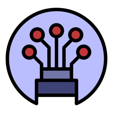 Bir çember simgesi renk ana hatları vektöründe optik kablo