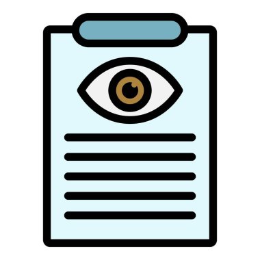 Göz doktoru belge simgesi renk ana hatları vektörü