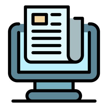 Monitör simgesi renk dış hat vektörü belgesi