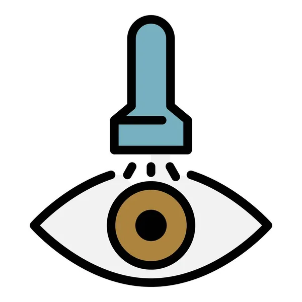 Torcia e icona dell'occhio colore contorno vettoriale — Vettoriale Stock