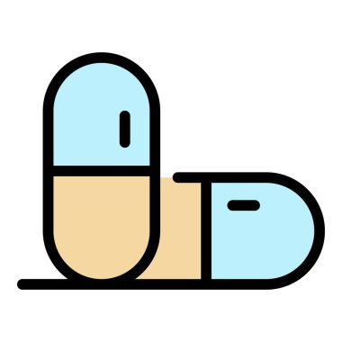 İki kapsül simgesi renk dış hat vektörü