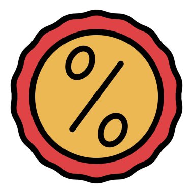 Bozuk para yüzdesi simgesi renk ana hatları vektörü