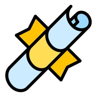 Üniversite diploma simgesi renk ana hatları vektörü