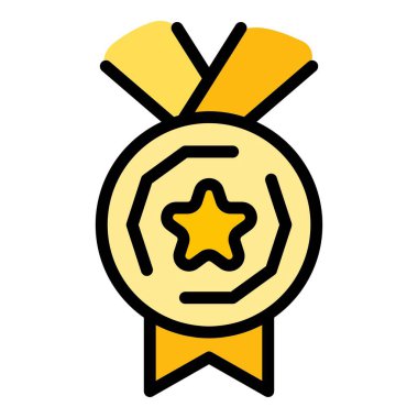 Üniversite madalya ikonu renk ana hatları vektörü