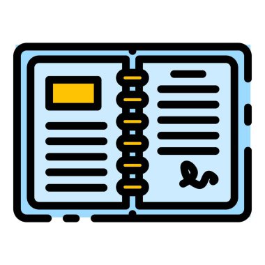 Kağıt defteri simgesi renk ana hatları vektörünü aç