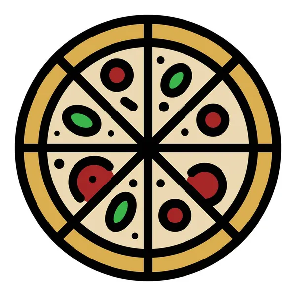 Κομμένο εικονίδιο πίτσας διάνυσμα περίγραμμα χρώματος — Διανυσματικό Αρχείο