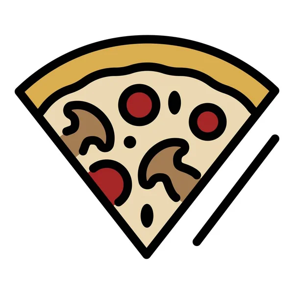 Rebanada de pizza con setas icono color contorno vector — Archivo Imágenes Vectoriales