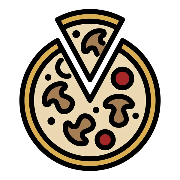 Italian pizza with mushrooms icon color outline vector — Stock Vector