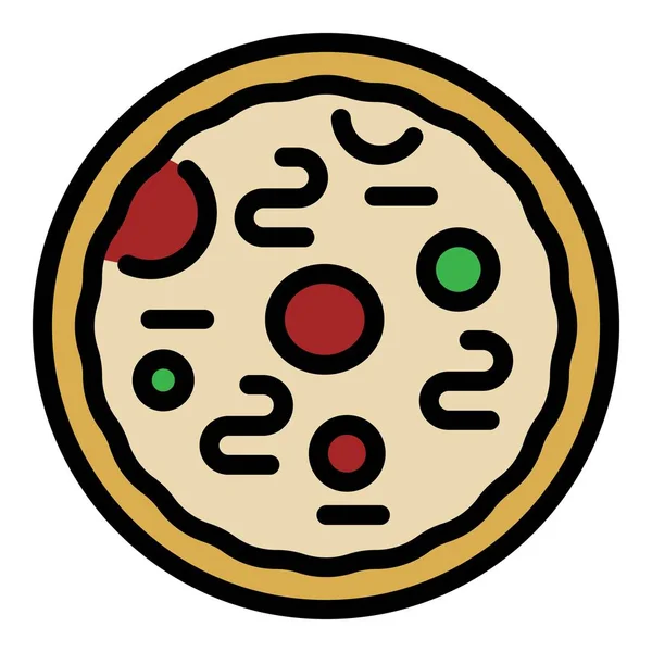 Anchois pizza icône couleur contour vecteur — Image vectorielle