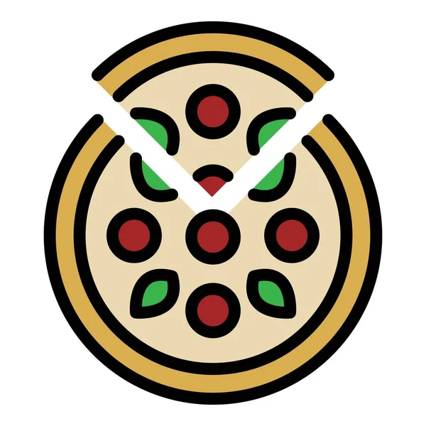 Pizza z oliwkami ikona kolor zarys wektor — Wektor stockowy