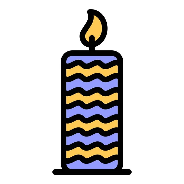 Candle decorated with a zigzag icon color outline vector — Stock Vector