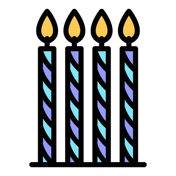 Vier dünne Kerzen Symbolfarbe Umrissvektor — Stockvektor