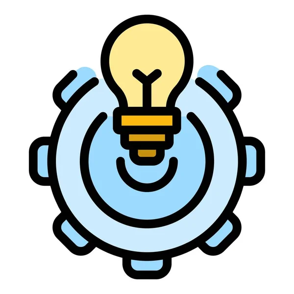 Ampoule à engrenages icône couleur contour vecteur — Image vectorielle