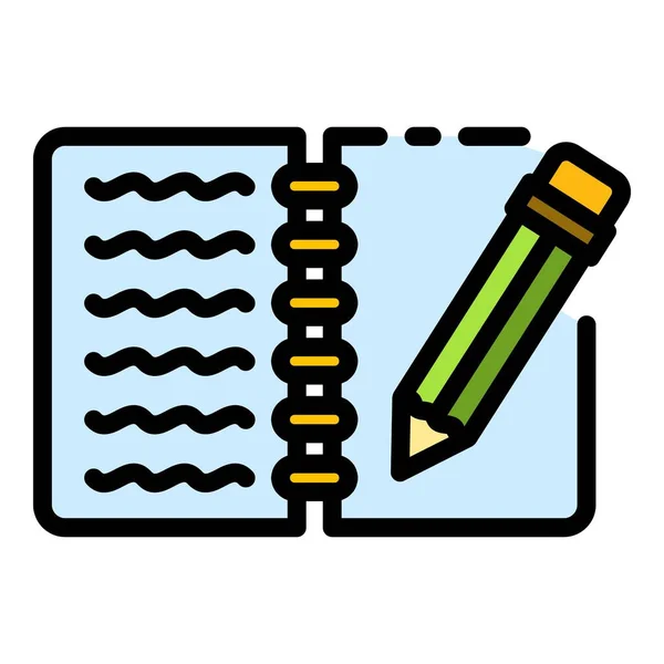Schrijven notebook pictogram kleur overzicht vector — Stockvector