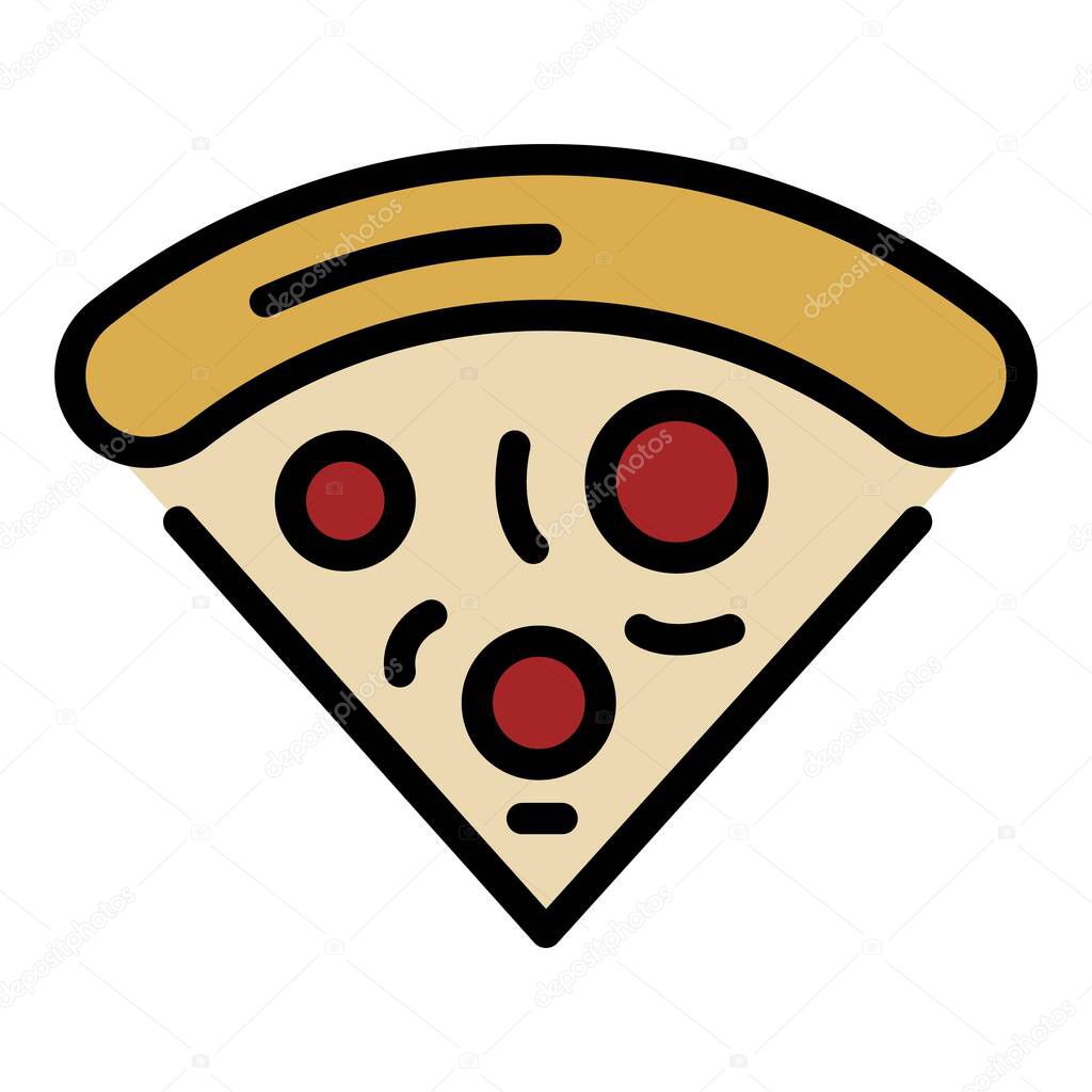 Slice of pizza with anchovies icon color outline vector