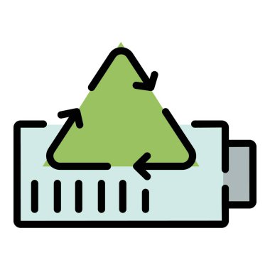 Batarya simgesi renk çizgisi vektörü geri dönüşümleniyor