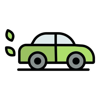 Eko araba simgesi renk dış hat vektörü