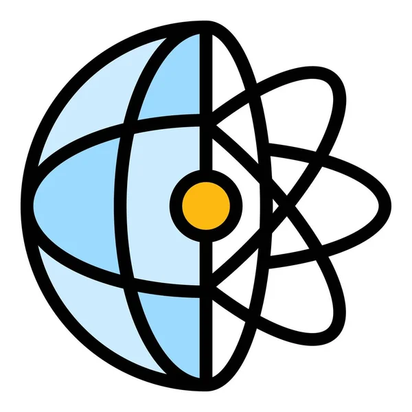 Globale Atom-Lernsymbole Farbumrissvektor — Stockvektor