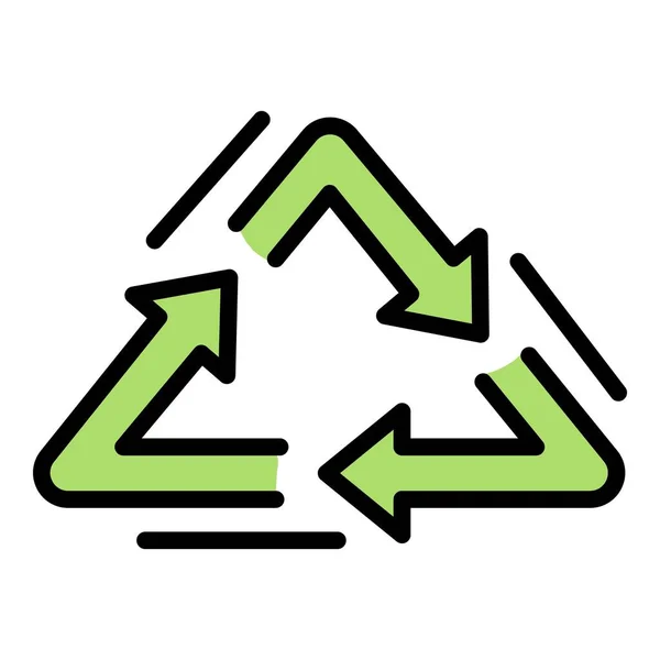 Recycle Dreieck Symbol Farbe Umrissvektor — Stockvektor