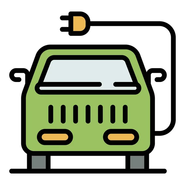 Elektrische voertuig pictogram kleur overzicht vector — Stockvector
