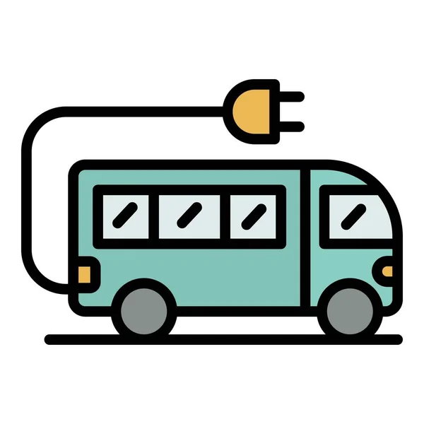 Electric school bus icon color outline vector — Stock Vector