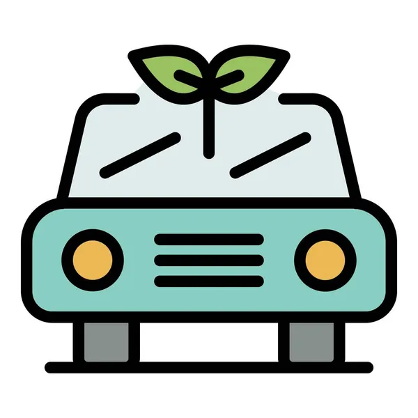 Eco bio car icon 색차 윤곽 벡터 — 스톡 벡터