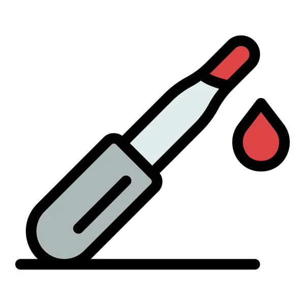 Krevní testovací pipeta ikona barva obrysu vektor — Stockový vektor