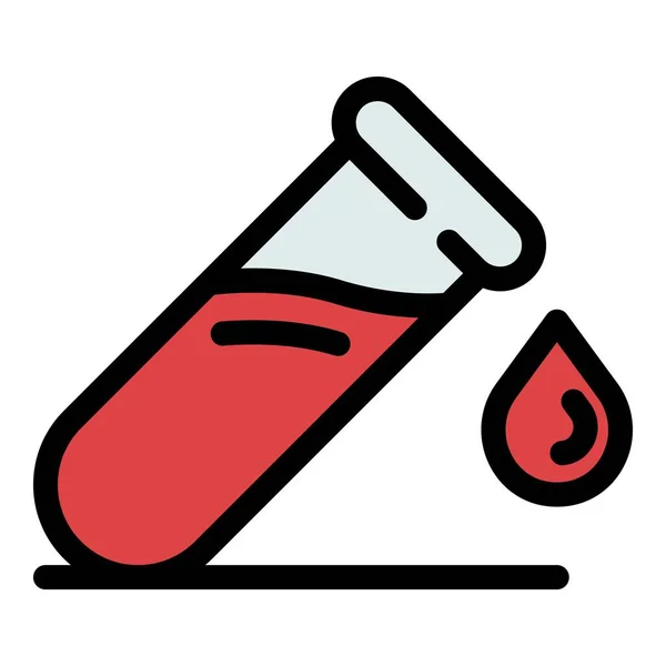 Tubo de análisis de sangre gota icono color contorno vector — Archivo Imágenes Vectoriales