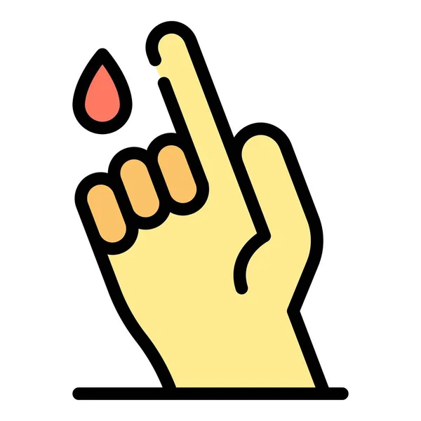 Hand Finger Blut Symbol Farbe Umrissvektor — Stockvektor