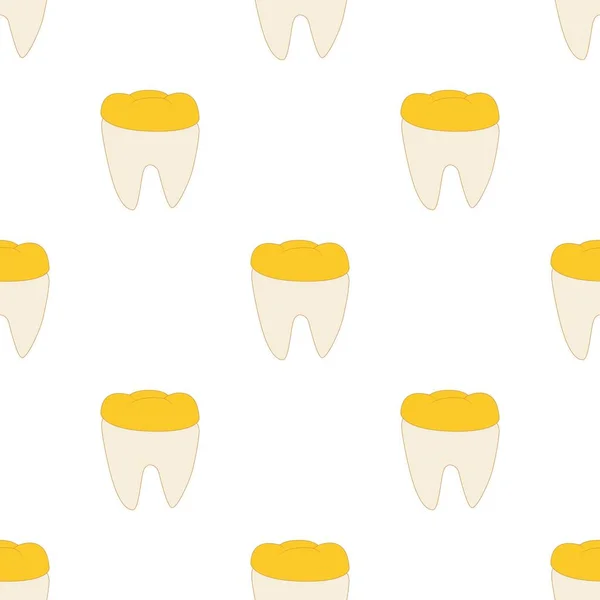 Diente con patrón de corona dental de oro vector sin costura — Vector de stock