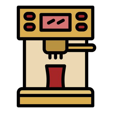 Kahve makinesi ön simge renk ana hatları vektörü